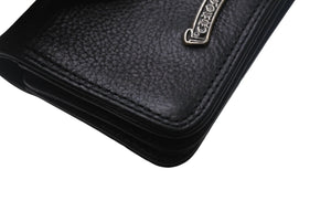 CHROME HEARTS クロムハーツ CARD CASE カードケース 名刺入れ レザーシルバー925 ブラック 美品 中古 4c070266