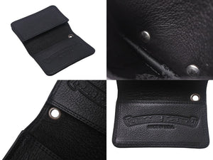 CHROME HEARTS クロムハーツ CARD CASE カードケース 名刺入れ レザーシルバー925 ブラック 美品 中古 4c070266