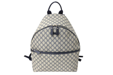 GUCCI グッチ GGスプリーム リュックサック 246414 GGキャンバス レザー シルバー金具 ベージュ 美品 中古 4c069378