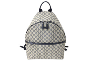 GUCCI グッチ GGスプリーム リュックサック 246414 GGキャンバス レザー シルバー金具 ベージュ 美品 中古 4c069378