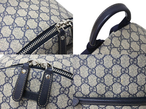 GUCCI グッチ GGスプリーム リュックサック 246414 GGキャンバス レザー シルバー金具 ベージュ 美品 中古 4c069378