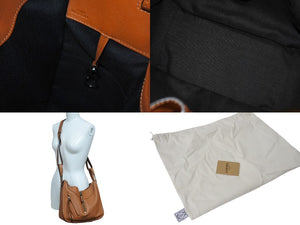LOEWE ロエベ ハンモックバッグ スモール ハンドバッグ 10894442 ブラウン ソフトグレインカーフ シルバー金具 美品 中古 4c069388
