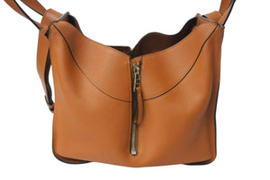 LOEWE ロエベ ハンモックバッグ スモール ハンドバッグ 10894442 ブラウン ソフトグレインカーフ シルバー金具 美品 中古 4c069388