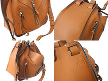 Load image into Gallery viewer, LOEWE ロエベ ハンモックバッグ スモール ハンドバッグ 10894442 ブラウン ソフトグレインカーフ シルバー金具 美品 中古 4c069388