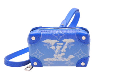 極美品 LOUIS VUITTON ルイヴィトン ソフトトランクネックレスウォレット ショルダーバッグ モノグラムクラウズ PVC ブルー ホワイト 中古 4c069402