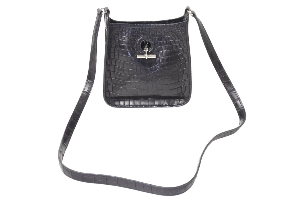 極美品 HERMES エルメス ヴェスパTPM ショルダーバッグ □J刻印 ニロティカス ブラック シルバー金具 中古 4c069431