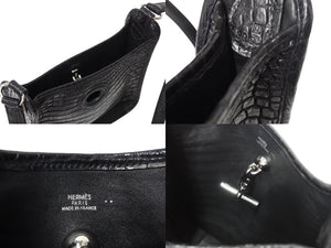 極美品 HERMES エルメス ヴェスパTPM ショルダーバッグ □J刻印 ニロティカス ブラック シルバー金具 中古 4c069431