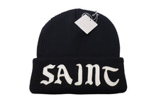 Load image into Gallery viewer, 新品未使用 SAINT MICHAEL セントマイケル KNIT CAP ニットキャップ SM-YS1-0000-081 ワンサイズ ウール ブラック ホワイト 中古 4c069472