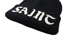 Load image into Gallery viewer, 新品未使用 SAINT MICHAEL セントマイケル KNIT CAP ニットキャップ SM-YS1-0000-081 ワンサイズ ウール ブラック ホワイト 中古 4c069472