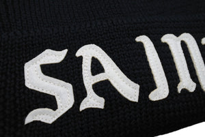 新品未使用 SAINT MICHAEL セントマイケル KNIT CAP ニットキャップ SM-YS1-0000-081 ワンサイズ ウール ブラック ホワイト 中古 4c069472