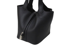 新品未使用 HERMES エルメス ハンドバッグ ピコタンロックPM ブラック トリヨンクレマンス W刻印 シルバー金具 中古 4c069477
