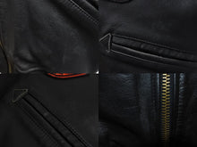 Load image into Gallery viewer, HARLEY DAVIDSON ハーレーダビットソン 総刺繍 オールレザー ジャケット レザー ナイロン ブラック オレンジ サイズM 美品 中古 4c069480