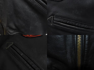 HARLEY DAVIDSON ハーレーダビットソン 総刺繍 オールレザー ジャケット レザー ナイロン ブラック オレンジ サイズM 美品 中古 4c069480