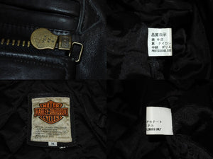 HARLEY DAVIDSON ハーレーダビットソン 総刺繍 オールレザー ジャケット レザー ナイロン ブラック オレンジ サイズM 美品 中古 4c069480