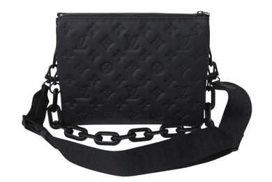 新品未使用 LOUIS VUITTON ルイヴィトン クッサン PM ショルダーバッグ M11370 モノグラム ブラックアウト ブラック ラムスキン 中古 4c069482