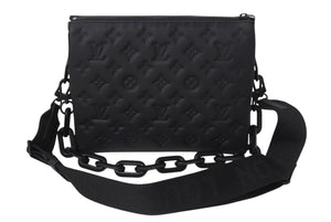 新品未使用 LOUIS VUITTON ルイヴィトン クッサン PM ショルダーバッグ M11370 モノグラム ブラックアウト ブラック ラムスキン 中古 4c069482