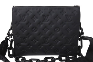 新品未使用 LOUIS VUITTON ルイヴィトン クッサン PM ショルダーバッグ M11370 モノグラム ブラックアウト ブラック ラムスキン 中古 4c069482