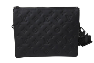 新品未使用 LOUIS VUITTON ルイヴィトン クッサン PM ショルダーバッグ M11370 モノグラム ブラックアウト ブラック ラムスキン 中古 4c069482