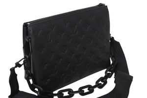 新品未使用 LOUIS VUITTON ルイヴィトン クッサン PM ショルダーバッグ M11370 モノグラム ブラックアウト ブラック ラムスキン 中古 4c069482