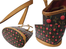 Load image into Gallery viewer, LOUIS VUITTON ルイヴィトン モノグラム チェリー バケットPM 村上隆 M95012 ハンドバッグ ブラウン ポーチ付き ロゴ 良品 中古 4c069496