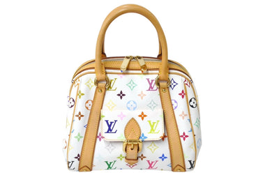 極美品 LOUIS VUITTON ルイヴィトン プリシラ ハンドバッグ モノグラム マルチカラー M40096 ホワイト 中古 4c069498
