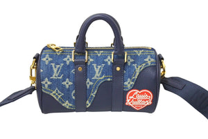 極美品 LOUIS VUITTON ルイヴィトン × NIGO コラボ キーポルXS ハンドバッグ ストラップ付 M81011 モノグラム ドリップ 中古 4c069502