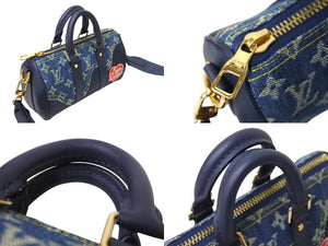極美品 LOUIS VUITTON ルイヴィトン × NIGO コラボ キーポルXS ハンドバッグ ストラップ付 M81011 モノグラム ドリップ 中古 4c069502