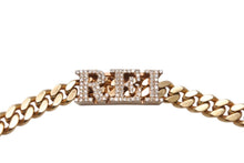 Load image into Gallery viewer, YG750 ブレスレット チャーム14K ダイヤモンド イニシャル REI 16cm 19.9g 喜平 マイアミ キューバン 美品 中古 4c069513