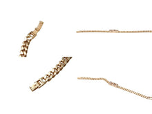 Load image into Gallery viewer, YG750 ブレスレット チャーム14K ダイヤモンド イニシャル REI 16cm 19.9g 喜平 マイアミ キューバン 美品 中古 4c069513