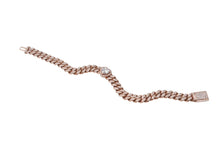 Load image into Gallery viewer, K14PG ダイヤ ハート カット ブレスレット 16.5cm 20.9g ピンク ローズ ゴールド 喜平 マイアミ キューバン 美品 中古 4c069516