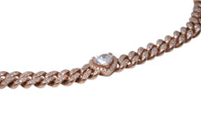 Load image into Gallery viewer, K14PG ダイヤ ハート カット ブレスレット 16.5cm 20.9g ピンク ローズ ゴールド 喜平 マイアミ キューバン 美品 中古 4c069516