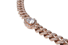 Load image into Gallery viewer, K14PG ダイヤ ハート カット ブレスレット 16.5cm 20.9g ピンク ローズ ゴールド 喜平 マイアミ キューバン 美品 中古 4c069516