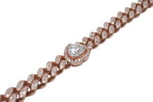 Load image into Gallery viewer, K14PG ダイヤ ハート カット ブレスレット 16.5cm 20.9g ピンク ローズ ゴールド 喜平 マイアミ キューバン 美品 中古 4c069516
