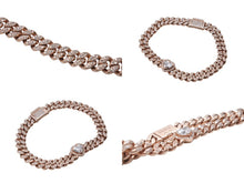 Load image into Gallery viewer, K14PG ダイヤ ハート カット ブレスレット 16.5cm 20.9g ピンク ローズ ゴールド 喜平 マイアミ キューバン 美品 中古 4c069516