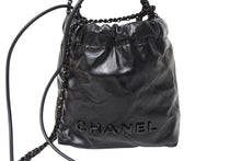 Load image into Gallery viewer, 極美品 CHANEL シャネル シャネル22 ミニ チェーンショルダーバッグ AS3980 ロゴプレート カーフスキン ブラック 中古 4c069520