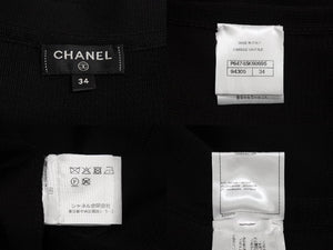 極美品 CHANEL シャネル カーディガン P64745 サイズ34 ココマークボタン ブラック ナイロン ポリウレタン ビスコース 中古 4c069540