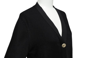 極美品 CHANEL シャネル カーディガン P64745 サイズ34 ココマークボタン ブラック ナイロン ポリウレタン ビスコース 中古 4c069540