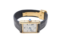 Load image into Gallery viewer, CARTIER カルティエ マストタンク GM デイト 腕時計 082731PL / 2413 シルバー925 レザー ブラック ホワイト ゴールド 美品 中古 4c069548