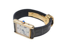 Load image into Gallery viewer, CARTIER カルティエ マストタンク GM デイト 腕時計 082731PL / 2413 シルバー925 レザー ブラック ホワイト ゴールド 美品 中古 4c069548