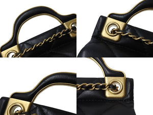 極美品 CHANEL シャネル マトラッセ チェーン ミニ ショルダーバッグ 31番台 ブラック ラムスキン ココマーク ゴールド金具 中古 4c069578