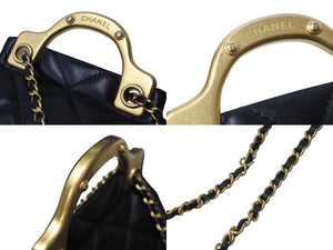 極美品 CHANEL シャネル マトラッセ チェーン ミニ ショルダーバッグ 31番台 ブラック ラムスキン ココマーク ゴールド金具 中古 4c069578