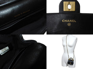 極美品 CHANEL シャネル マトラッセ チェーン ミニ ショルダーバッグ 31番台 ブラック ラムスキン ココマーク ゴールド金具 中古 4c069578