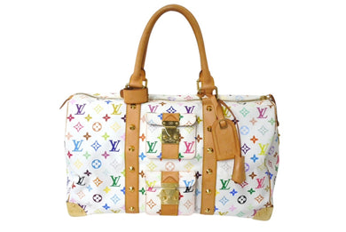 極美品 LOUIS VUITTON ルイヴィトン 村上隆 ボストンバッグ キーポル45 M92641 モノグラムマルチ ホワイト ゴールド金具 中古 4c069584