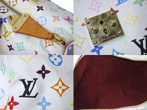 極美品 LOUIS VUITTON ルイヴィトン 村上隆 ボストンバッグ キーポル45 M92641 モノグラムマルチ ホワイト ゴールド金具 中古 4c069584