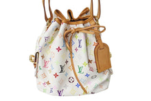 Load image into Gallery viewer, LOUIS VUITTON ルイヴィトン プチ ノエ ショルダーバッグ M42229 モノグラム マルチカラー PVC ヌメ革 ホワイト 美品 中古 4c069598