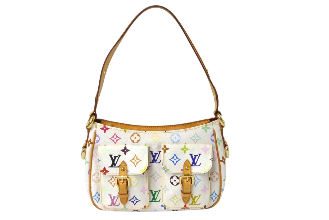 LOUIS VUITTON ルイヴィトン 村上隆 ショルダーバッグ ロッジ PM M40053 ホワイト マルチカラー 美品 中古 4c069601