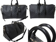 Load image into Gallery viewer, LOUISVUITTON ルイヴィトン キーポルバンドリエール45 ボストンバッグ N41418 ダミエグラフィット PVC レザー 美品 中古 4c069605