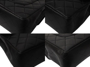 CHANEL シャネル 中マトラッセ シングルフラップ チェーンショルダーバッグ 3番台 ブラック ラムスキン ゴールド金具 美品 中古 4c069608