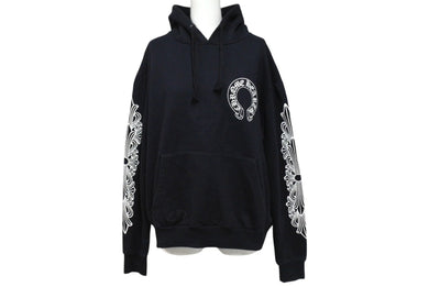 CHROME HEARTS クロムハーツ パーカー フーディ フローラル ホースシュープリント ホワイト ブラック サイズS 美品 中古 4c069628