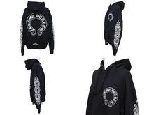 Load image into Gallery viewer, CHROME HEARTS クロムハーツ パーカー フーディ フローラル ホースシュープリント ホワイト ブラック サイズS 美品 中古 4c069628